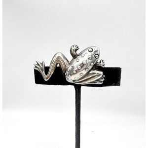 Vintage Sterling FROG Brooch Pendant Pin Figural Puffy Spotted Marked 925 Silver